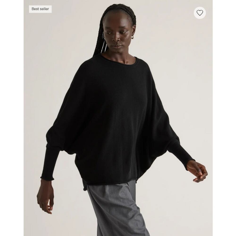 Mongolian Cashmere Batwing Sweater Black Size S/M - Picture 4 of 7